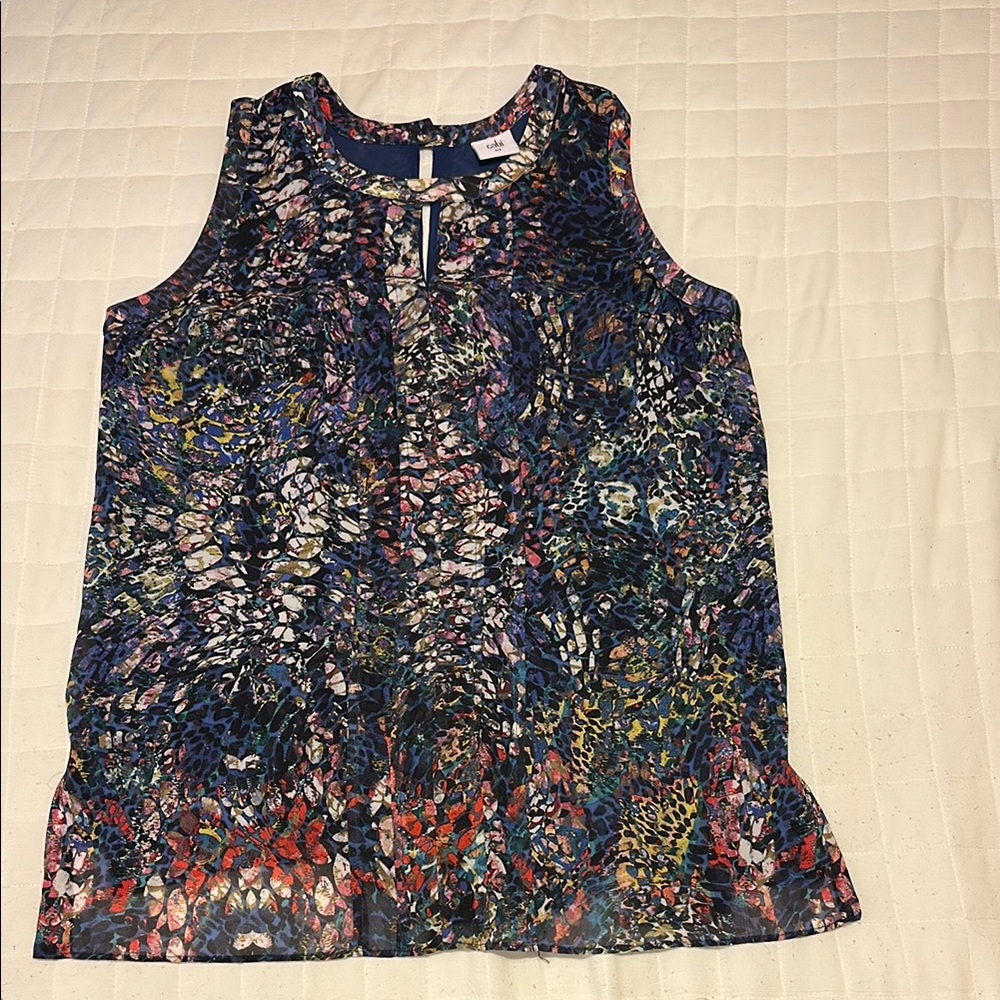 Black Sleeveless Graphic Relaxed Blouse